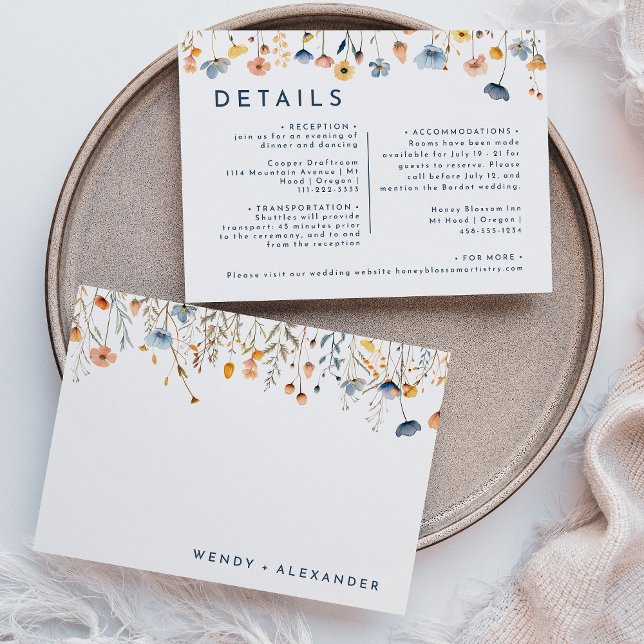 Bold Elegant Floral Wedding Details Enclosure Card (Creator Uploaded)