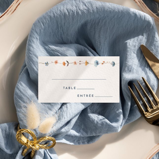 Bold Elegant Floral Wedding Entree Choice Flat Place Card (Creator Uploaded)