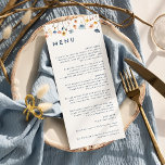 Bold Elegant Floral Wedding Flat Menu<br><div class="desc">Introducing our Bold Elegant Floral Wedding Flat Menu Design, a modern celebration of nature's artistry, featuring colourful floral watercolor arrangements in lovely hues of blush pink, navy and dusty blue, peach, and yellow with soft eucalyptus greenery beautifully set against a simple pristine white canvas with minimalist dark blue typography, creating...</div>