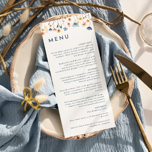 Bold Elegant Floral Wedding Flat Menu