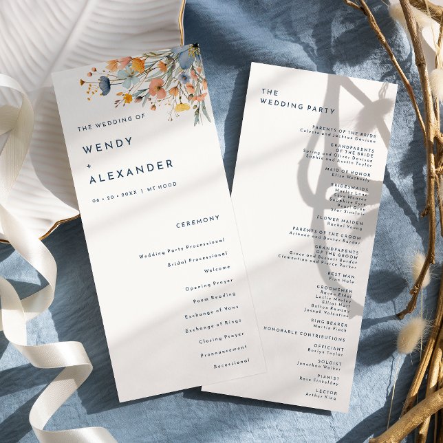 Bold Elegant Floral Wedding Flat Programme (Creator Uploaded)
