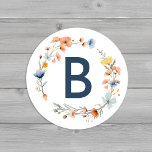 Bold Elegant Floral Wedding Monogram Envelope Seal<br><div class="desc">Introducing our Bold Elegant Floral Wedding Monogram Envelope Seal Design, a modern celebration of nature's artistry, featuring colourful floral watercolor arrangements in lovely hues of blush pink, navy and dusty blue, peach, and yellow with soft eucalyptus greenery beautifully set against a simple pristine white canvas with minimalist dark blue typography,...</div>