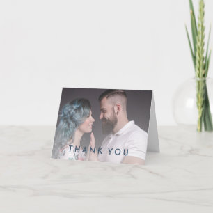 Bold Elegant Floral Wedding Photo Folded Thank You Card