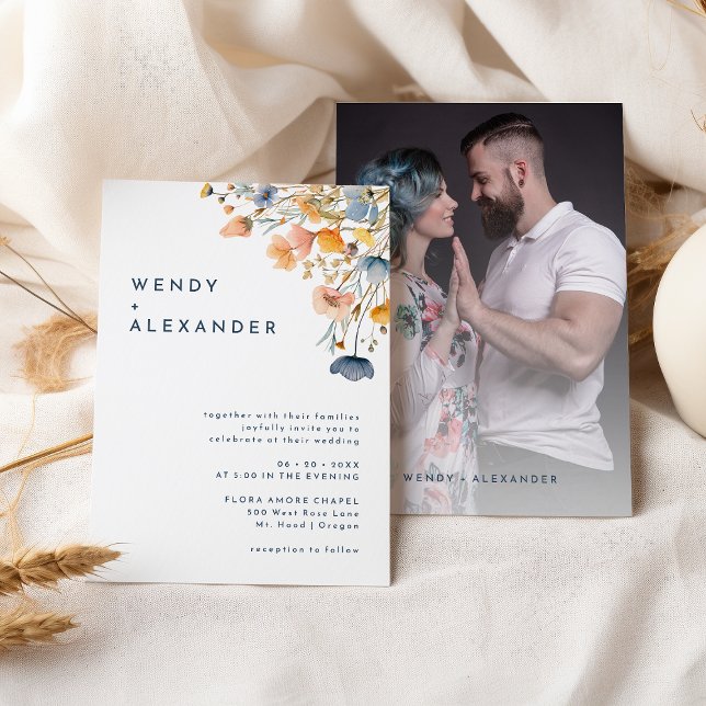 Bold Elegant Floral Wedding Photo Invitation (Creator Uploaded)