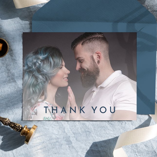 Bold Elegant Floral Wedding Photo Thank You Postcard (Creator Uploaded)