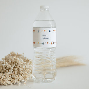Bold Elegant Floral Wedding Water Bottle Label
