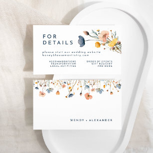 Bold Elegant Floral Wedding Website Enclosure Card