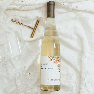 Bold Elegant Floral Wedding Wine Label