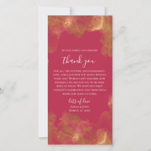 Bold Elegant Gold Magenta Customisable Wedding Thank You Card