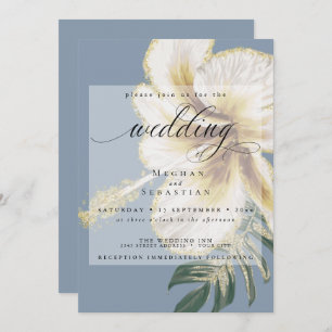 Bold Elegant Pale Yellow Ivory Floral Wedding  Inv Invitation
