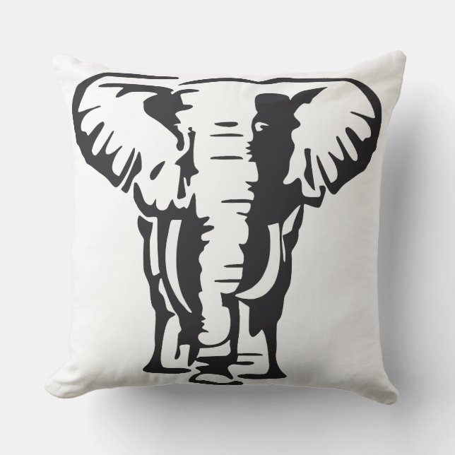 Bold Elephant Silhouette Throw Pillow (Front)