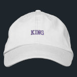 Bold Embroidered King Text on Classic White-Hat Hat<br><div class="desc">This white cotton cap features the "King" text beautifully embroidered,  offering a stylish and comfortable fit with its adjustable strap. Perfect for a casual,  yet bold look.</div>
