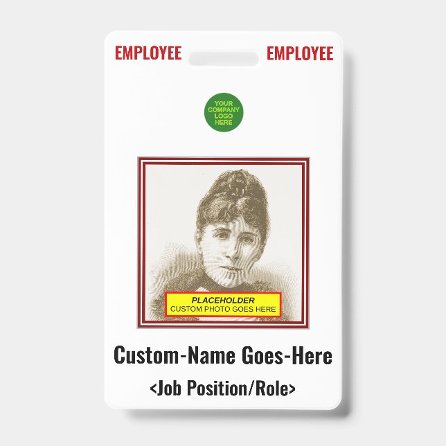 Bold "EMPLOYEE" Badge ID Badge (Front)
