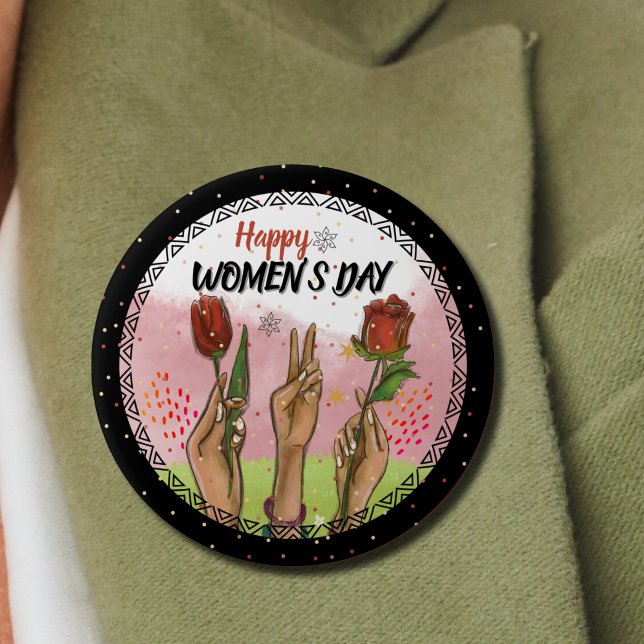 Bold & Empowering: Modern WOMEN'S DAY Statement  10 Cm Round Badge (Bold & Empowering Modern WOMEN'S DAY Statement Button)