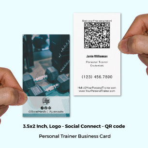 Bold Energetic Photo Logo Personal Trainer Business Card