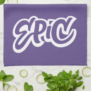 Bold EPIC Lettering Violet Purple Calligraphy Tea Towel