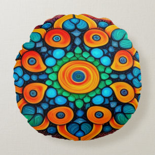 Bold Ethnic Mandala Round Cushion