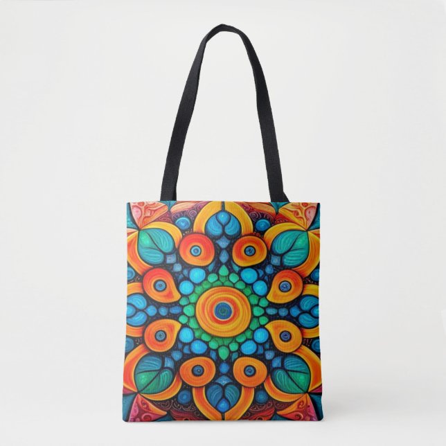 Bold Ethnic Mandala Tote Bag (Front)