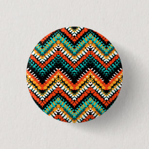 Bold Ethnic Native Tribal Pattern 3 Cm Round Badge