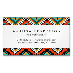 Bold Ethnic Native Tribal Pattern Magnetic Business Card