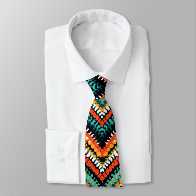 Bold Ethnic Native Tribal Pattern Tie (Tied)