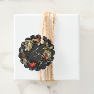 Bold Exotic Tropical Foliage Black Gold Red Favour Tags