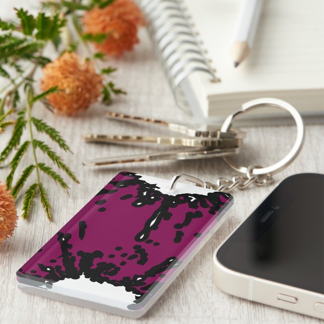 Bold Expression – Wine & Black Abstract Keychain (Front Right)