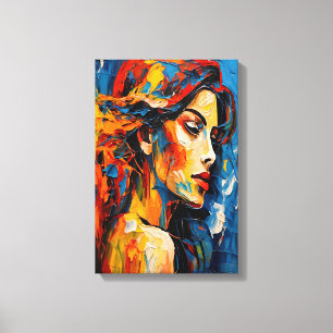 Bold Expressionist Female Portrait Abstract Art Canvas Print