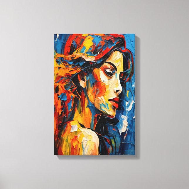 Bold Expressionist Female Portrait Abstract Art Canvas Print (Front)