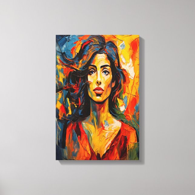 Bold Expressionist Woman Abstract Portrait Art Canvas Print (Front)