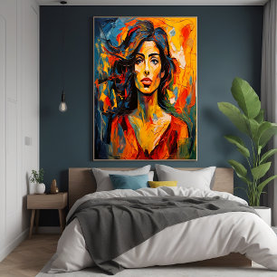 Bold Expressionist Woman Abstract Portrait Art Poster