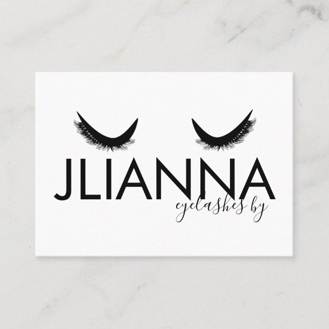 Bold Eyelashes Salon Black White   Business Card (Front)