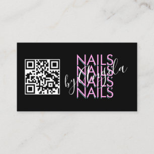 Bold Eyelashes Salon Nails QR Code Pink Black  Business Card