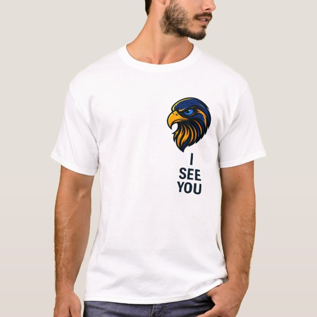 Bold Falcon Head with "I SEE YOU" Statement - Mini T-Shirt (Front)
