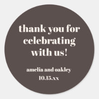 Bold Fall Brown Retro Custom Wedding Thank You 