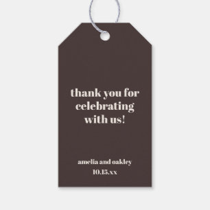 Bold Fall Brown Retro Custom Wedding Thank You  Gift Tags