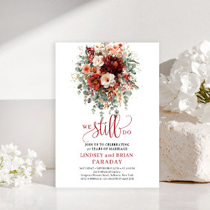 Bold Fall Maroon Floral Vow Renewal Invitation