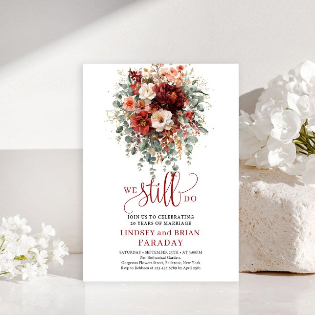 Bold Fall Maroon Floral Vow Renewal Invitation (Bold Fall Maroon Floral Vow Renewal Invitation

)