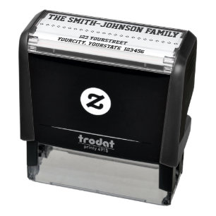 Bold Family Surname and Address Rubber Stamp