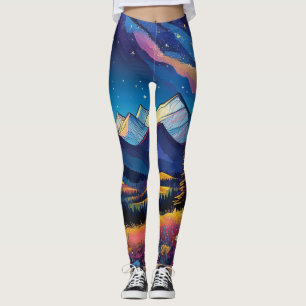Bold Fantasy Mountain Landscape Cartoon Nature Leggings