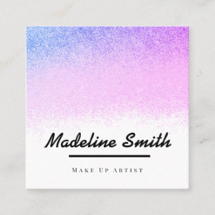 Bold  Faux Glitter Pink Makeup Artist Nails  Square Business Card