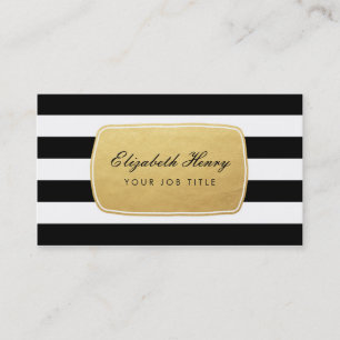 Bold Faux Gold Foil / Striped Business Cards