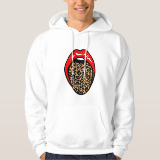 🔥 Bold & Fierce: Leopard Tongue Lips Hoodie 🖤
