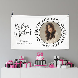 Bold Fifty and Fabulous Photo 50th Birthday Party Banner
