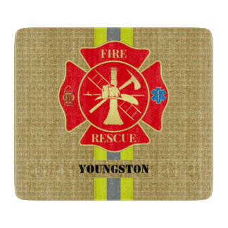 Bold Firefighter Maltese Cross Kitchen Design Cutting Board