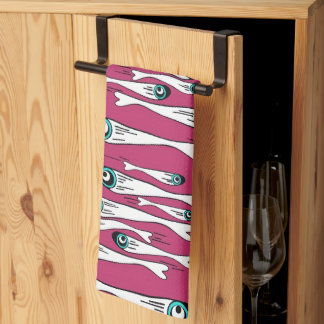 Bold Fish Pattern Tea Towel – Modern Pop Art Kitch