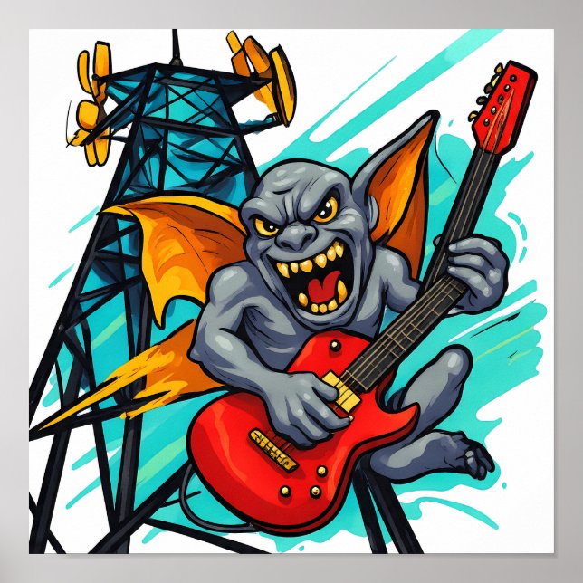 Bold Flat Color Graphic: Grumpy Gargoyle Poster (Front)
