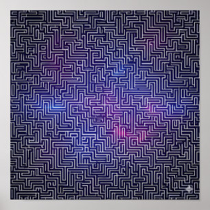 Bold Flat Color Pattern: Laser Grid Pop Art Poster