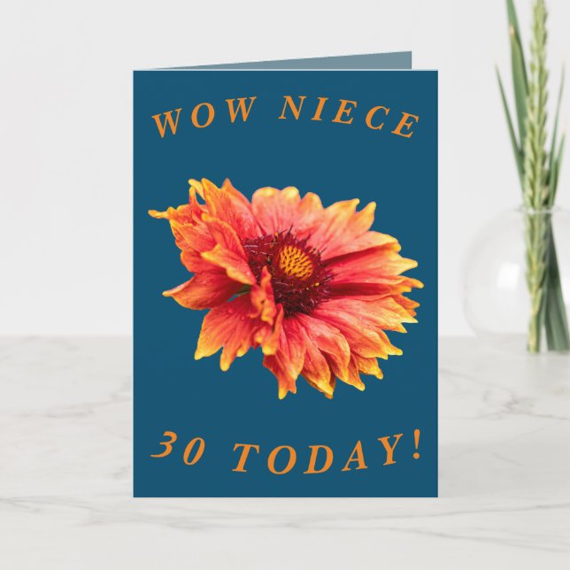 Bold Floral 30th Birthday Card for Niece (Front)