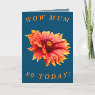 Bold Floral 80th Birthday Card for Mum